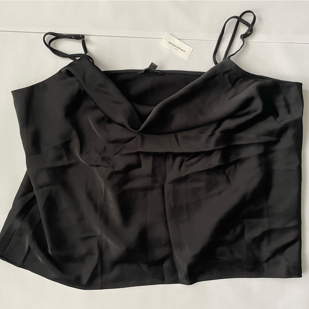 NWT Banana Republic Factory BR black satin cowl neck camisole cami tank XXL